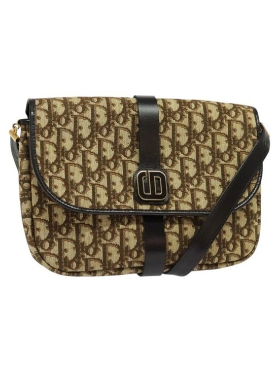 Christian Dior Handbags - Authentic Christian Dior Trotter Canvas Shoulder Bag Brown Gold